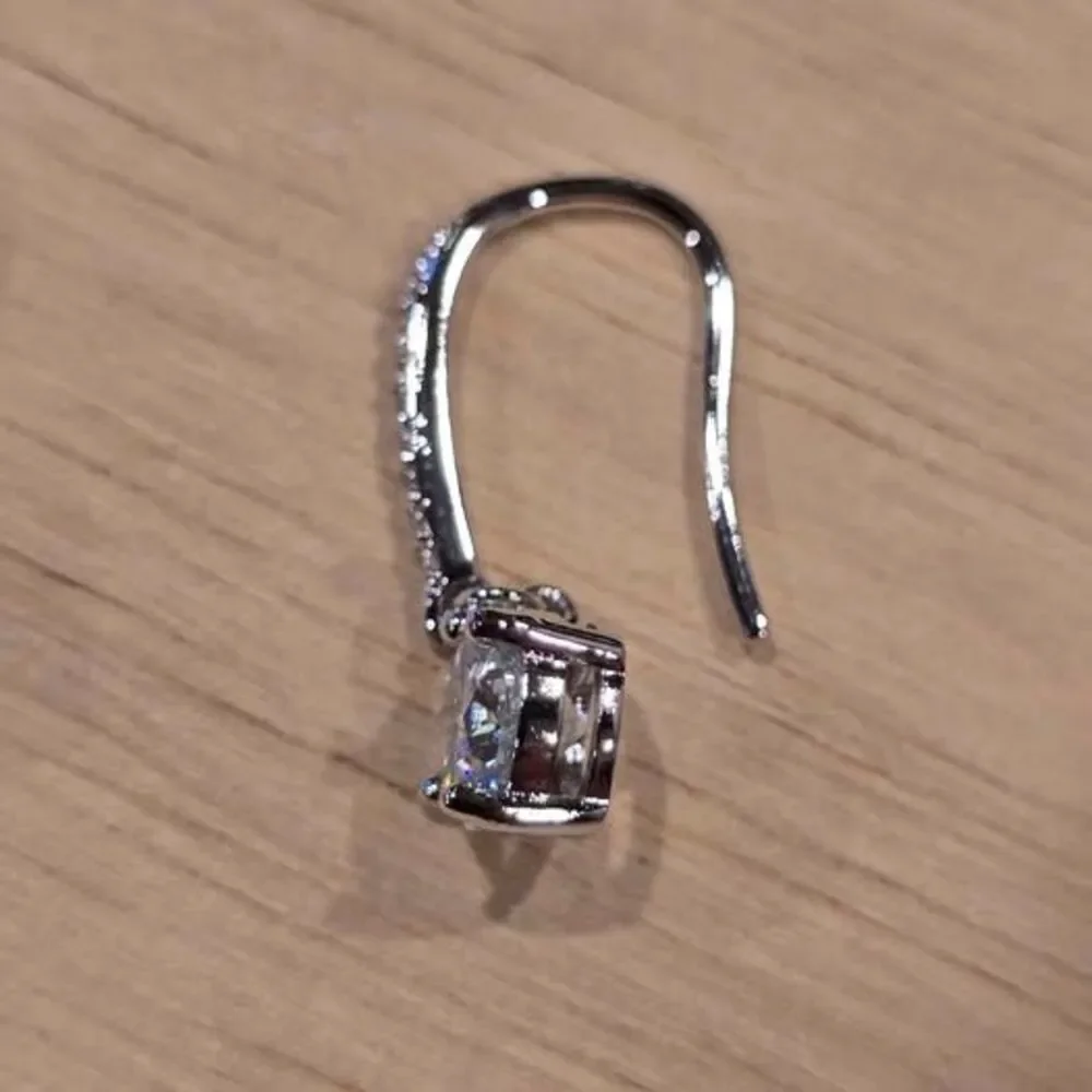 Round Cut Moissanite Drop Earrings